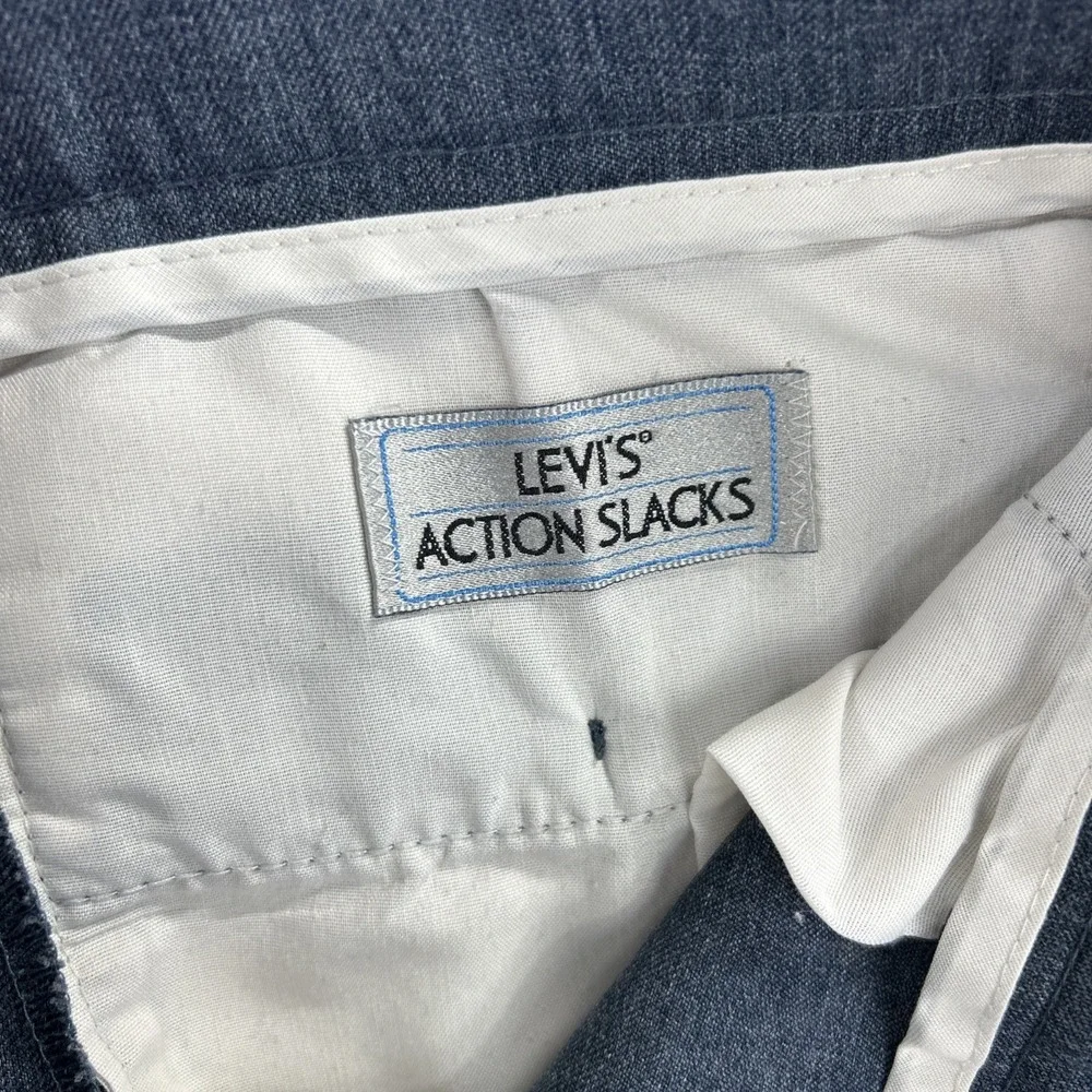 Vintage Levis Action Slacks Mens 36x28 Blue Gray Pants‎ Trousers Dress Retro USA